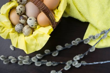 Paskalya sepeti, tatil dekorasyon, çiçek, Kukum ve Eas