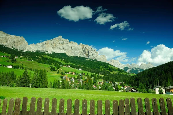 Prato verde in paese alpino Dolomiti, Italia — Foto Stock