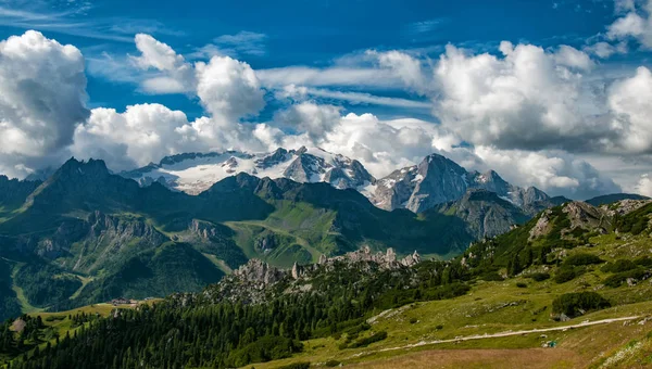 Panoramic view from the top of the Marmolada . Dolomites. South Tyrol. Italy — Stock Photo, Image