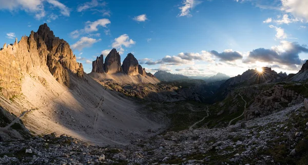 Tre Cime di Lavaredo in the Italiayn Dolomites — стокове фото
