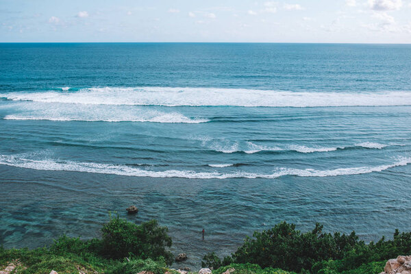 amazing seascape with calm blue ocean waves 