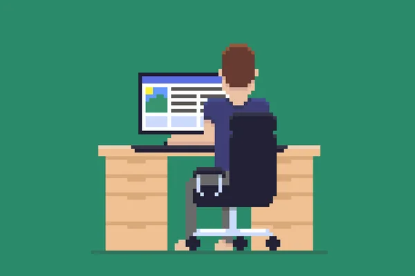 Pixel Art Freelancer — Stock Vector