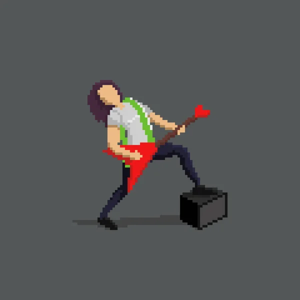 Pixel Art Guitarra jugador — Archivo Imágenes Vectoriales