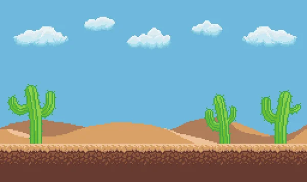 Pixel Art Desert — Stock Vector