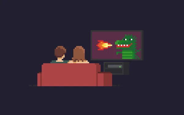 Pixel Art TV assistentes — Vetor de Stock