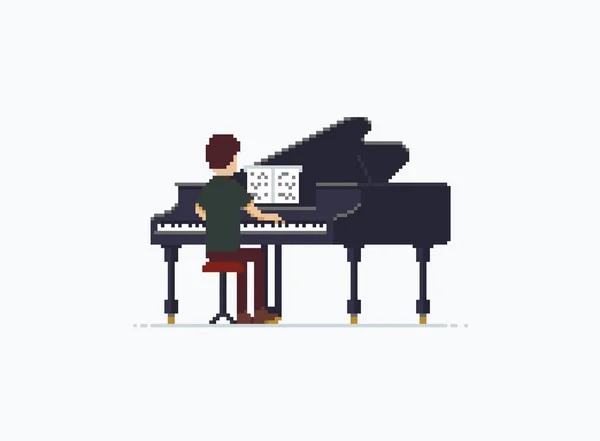 Pixel Art Grand Piano — Wektor stockowy