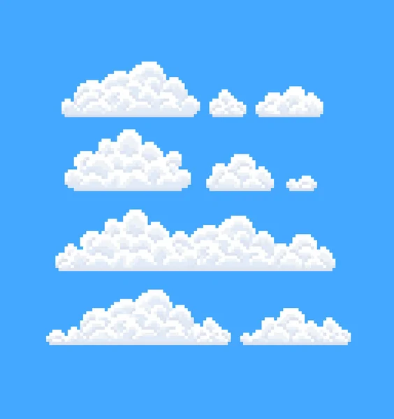 Pixel Art bulutlar — Stok Vektör
