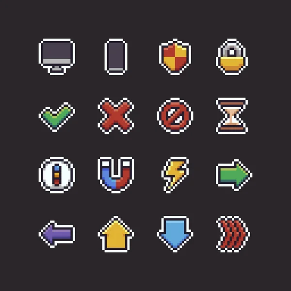 Pixel Art UI Icons — Stock Vector