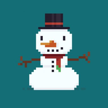 Pixel Art Snowman clipart