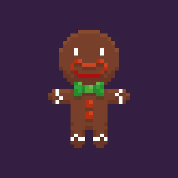 Pixel Gingerbread Man — Stock Vector