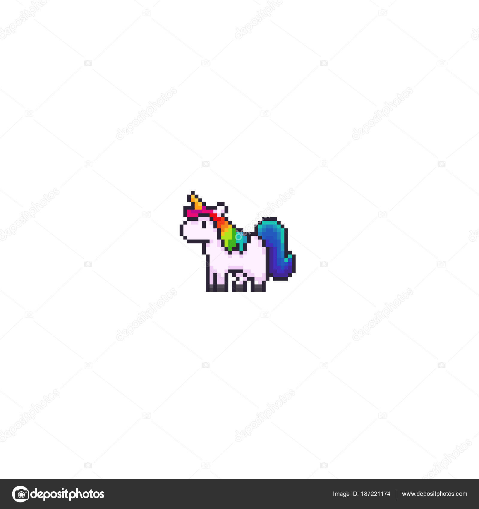 Pixel Art Unicorn Stock Vector Chuckchee 187221174