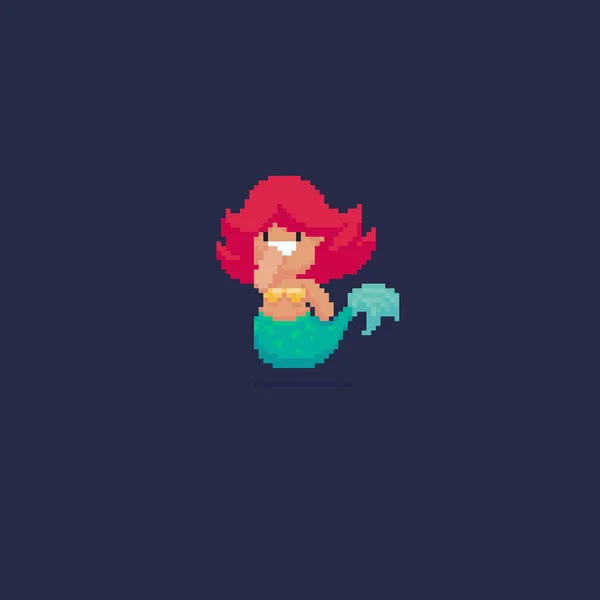 Pixel Art Mermaid — Stock Vector