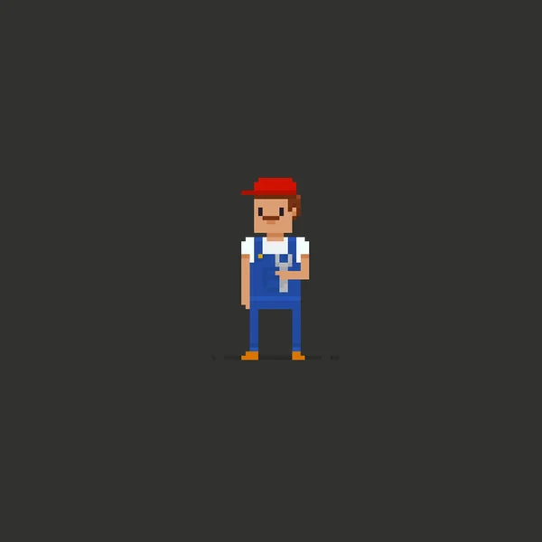 Pixel Pixel Art Plumber - Stok Vektor