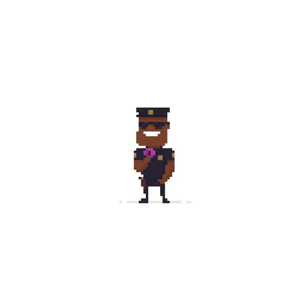 Pixel Art Policeman — Stock Vector