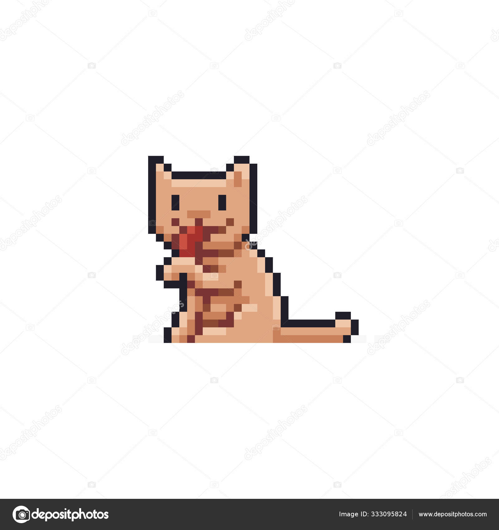 Ícone de cara de gato pixel art para jogo de 8 bits em fundo branco