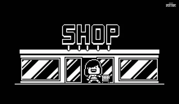 Pixel Art Shopping Scene — 스톡 벡터