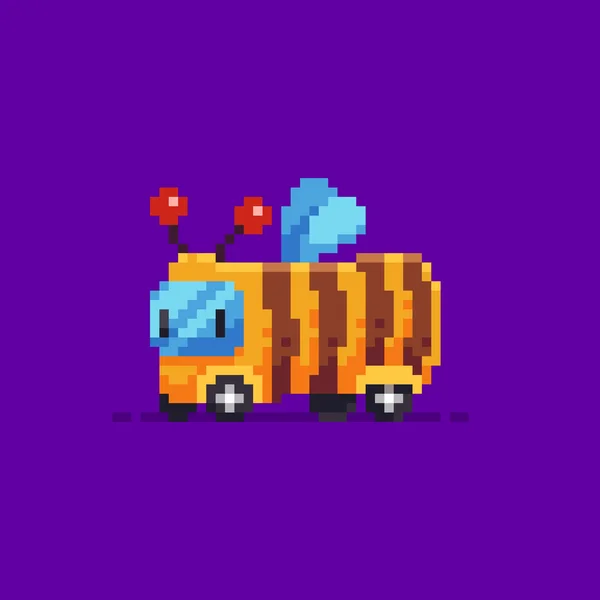 Pixel art bumblebee bus — Stock Vector