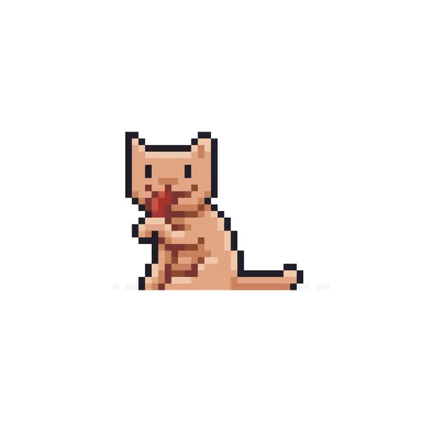 Pixel arte gato — Vector de stock