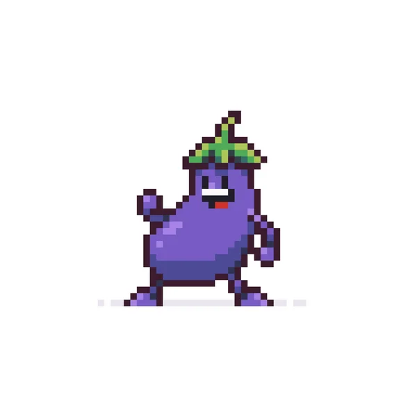 Pixel art aubergine — Stockvector