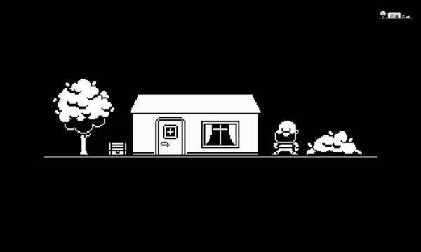 1bit Pixel Art Scene — Stockový vektor