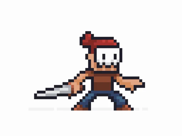 Pixel Art Warrior Stockvector