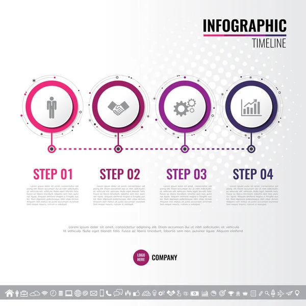 Vektör çizim dört adım, seçenekleri ya da zaman çizelgesi Infographics tasarım şablonu web sitesi, sunum, broşür, iş akışı düzeni, diyagram, simge seti ile faaliyet raporu için işler. 