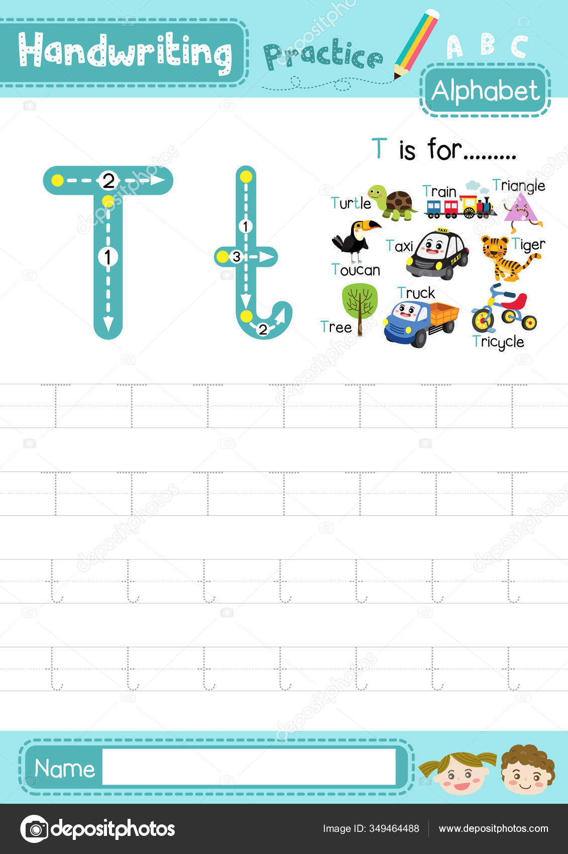 Letter Uppercase Lowercase Cute Children Colorful Abc Alphabet Trace  Practice Stock Vector Image by ©natchapohn #349464488