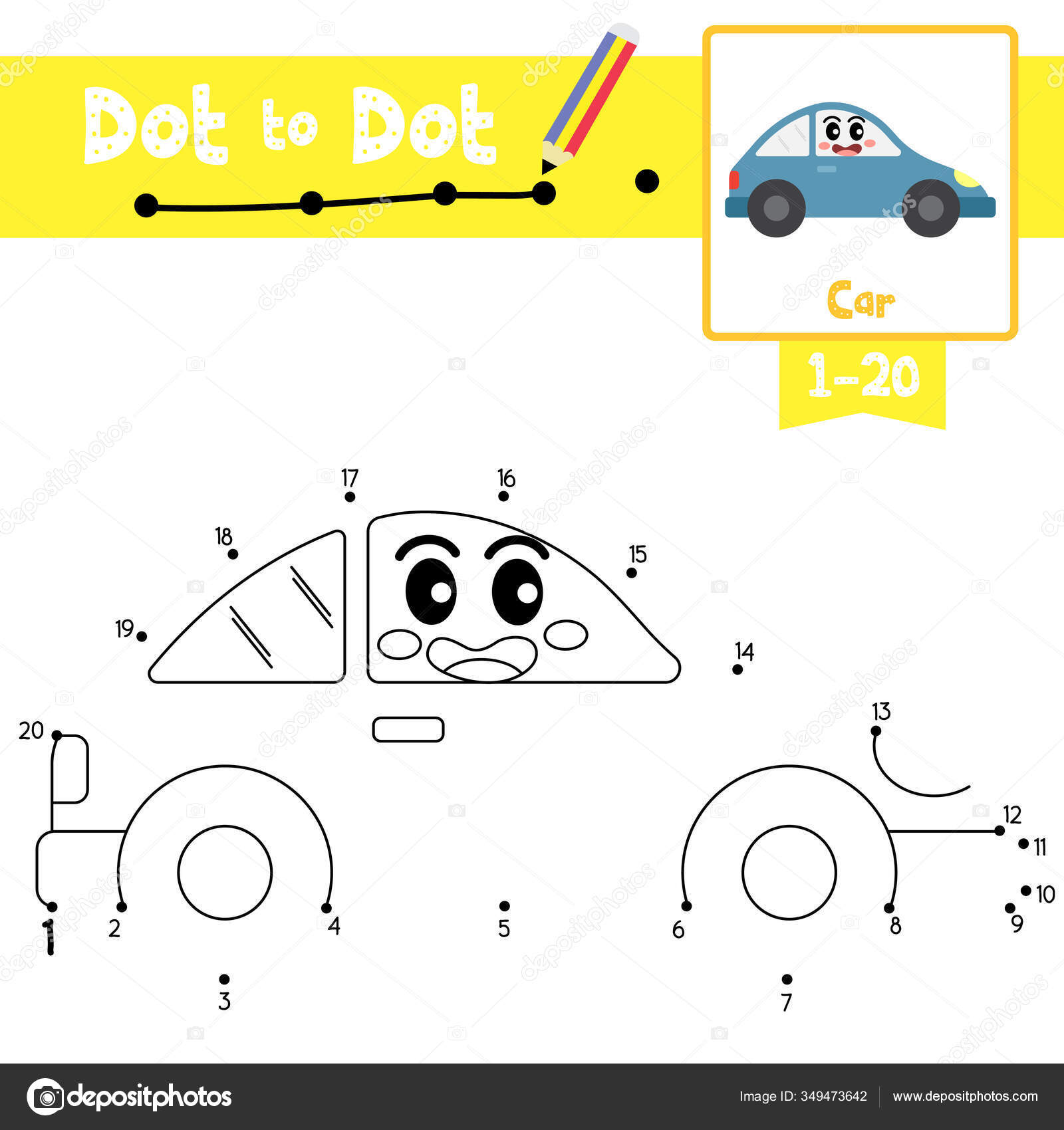 Ilustração dos desenhos animados do jogo de quebra-cabeça para crianças  pré-escolares com carro - meu primeiro quebra-cabeça e livro para colorir