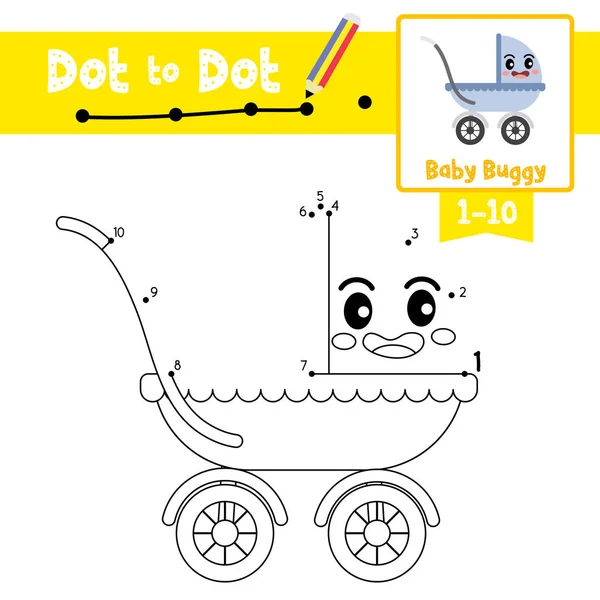 Dot Dot Gra Edukacyjna Kolorowanki Cute Baby Buggy Cartoon Transporty — Wektor stockowy