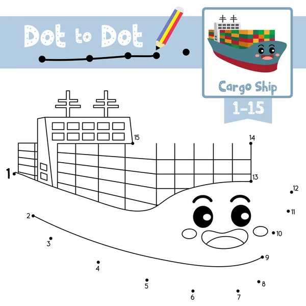 Dot Dot Pedagogiska Spel Och Målarbok Cargo Ship Tecknade Transporter — Stock vektor