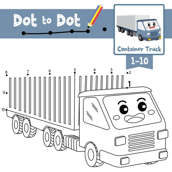 Dot Dot Pedagogiska Spel Och Målarbok Container Truck Tecknade Transporter — Stock vektor