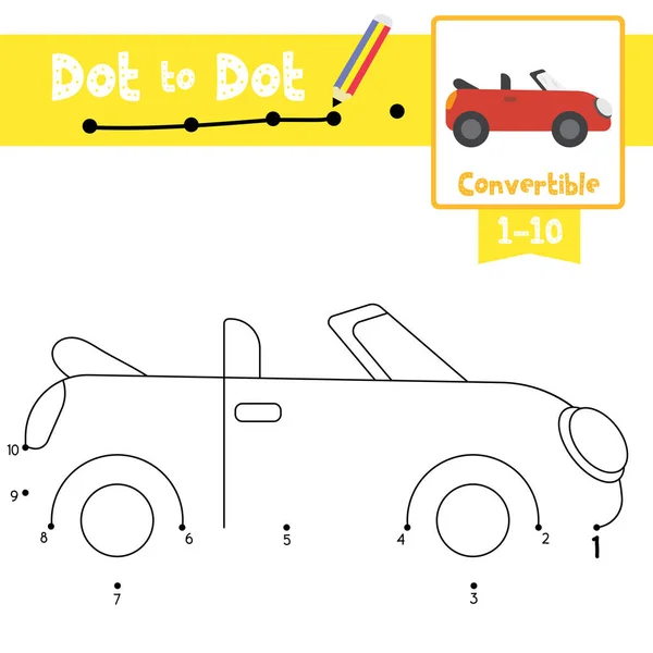 Dot Dot Educational Game Coloring Book Cute Convertible Cartoon Transportations — Stockový vektor