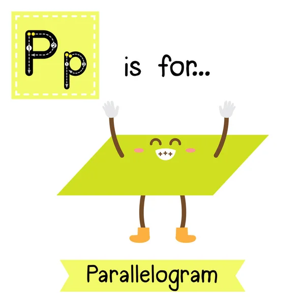 Litera Słodkie Dzieci Kolorowe Geometryczne Kształty Alfabet Tracing Flashcard Parallelogram — Wektor stockowy