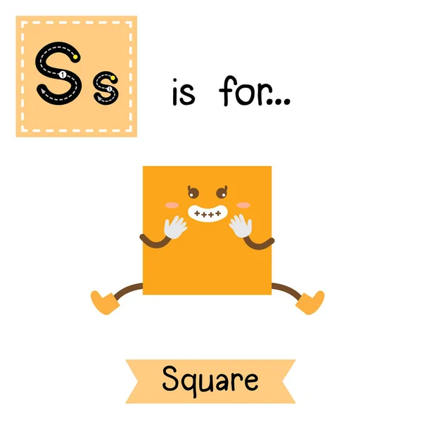 Letra Lindos Niños Coloridas Formas Geométricas Alfabeto Trazado Flashcard Square — Vector de stock