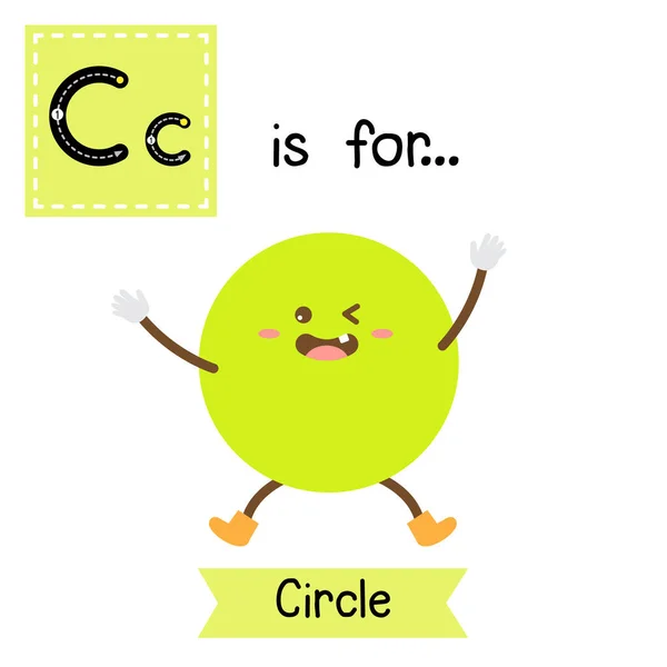Litera Słodkie Dzieci Kolorowe Geometryczne Kształty Alfabet Śledzenie Flashcard Circle — Wektor stockowy