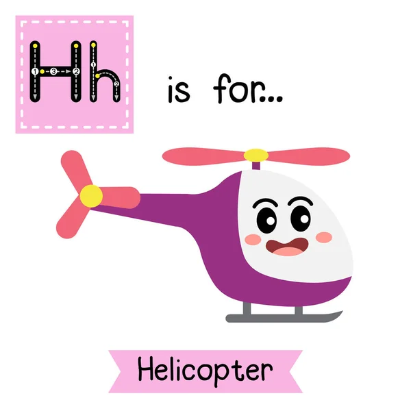 Letter Cute Children Colorful Transportations Abeceda Tracing Flashcard Helicopter Kids — Stockový vektor