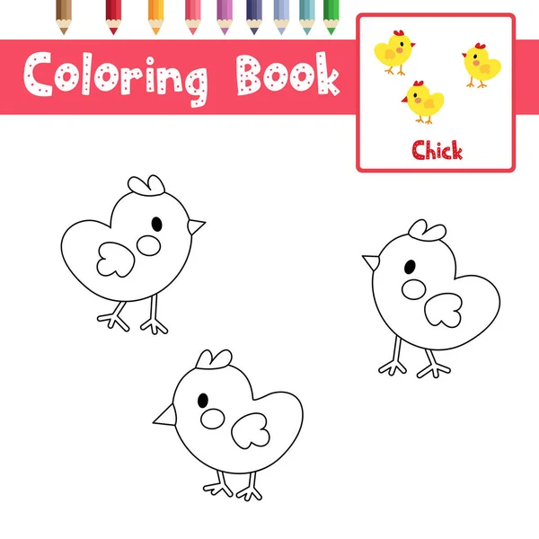 Página Para Colorear Los Pollitos Animales Para Niños Preescolares Actividad — Vector de stock
