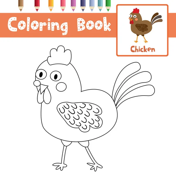 Página Colores Los Animales Pollo Para Niños Edad Preescolar Ilustración — Vector de stock
