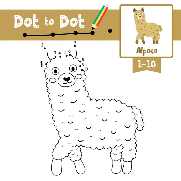 点滴教育游戏和彩色书的棕色羊驼动物为学龄前儿童活动学习数字工作表 病媒图解 — 图库矢量图片