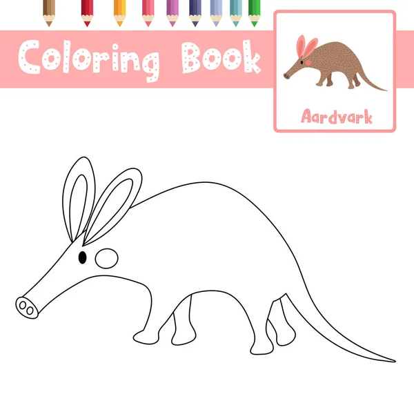 Página Colores Los Animales Aardvark Para Niños Edad Preescolar Ilustración — Vector de stock