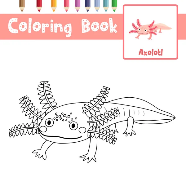 Página Color Los Animales Salamandra Axolotl Mexicanos Para Niños Edad — Vector de stock