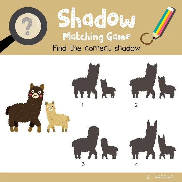 Schatten Passendes Spiel Von Mutter Und Kind Alpakas Tiere Für — Stockvektor