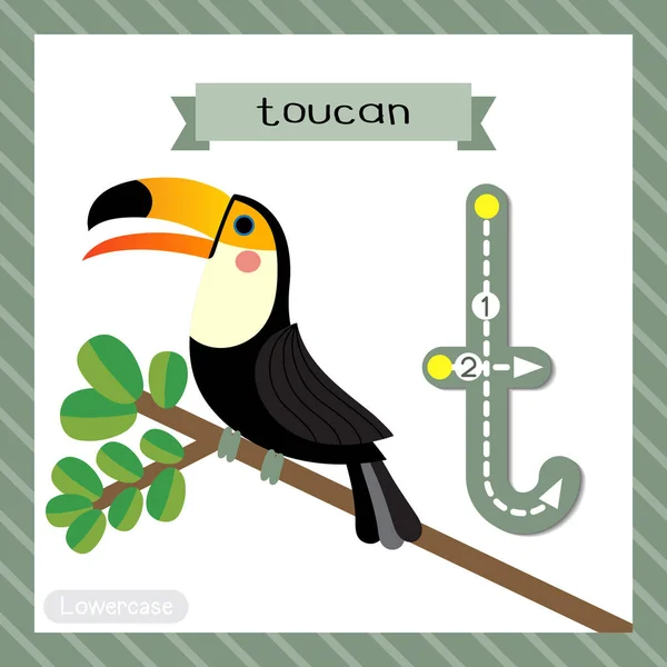 Letter Lowercase Cute Children Colorful Zoo Animals Abc Alphabet Trashcard — Archivo Imágenes Vectoriales