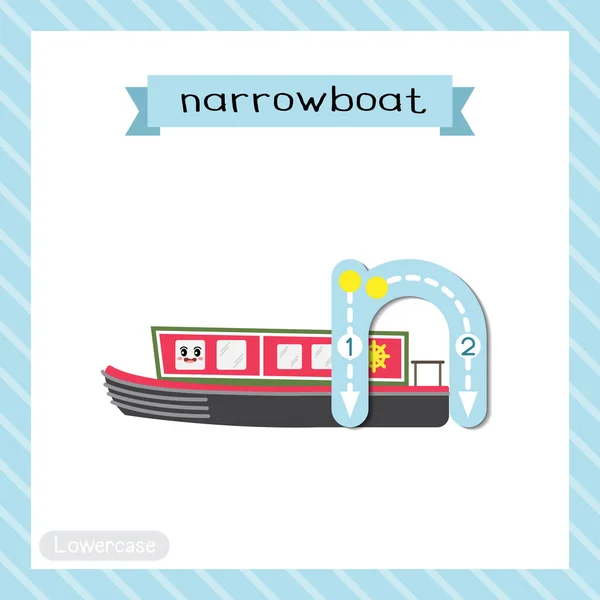 Letra Minúsculas Lindos Niños Transporte Colorido Abc Alfabeto Trazado Flashcard — Vector de stock