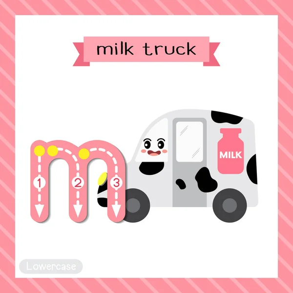 Letra Minúsculas Lindos Niños Transporte Colorido Abc Alfabeto Rastreo Flashcard — Vector de stock