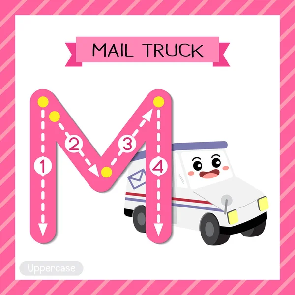 Lettre Majuscules Mignons Enfants Transports Colorés Abc Alphabet Traçage Carte — Image vectorielle