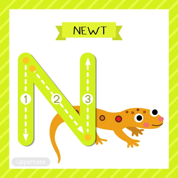 Letter Uppercase Cute Children Colorful Zoo Animals Abc Alphabet Tracing — Stock Vector