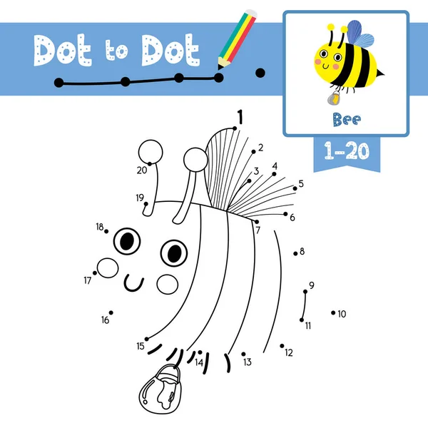 Dot Dot Juego Educativo Libro Para Colorear Abeja Volando Con — Archivo Imágenes Vectoriales