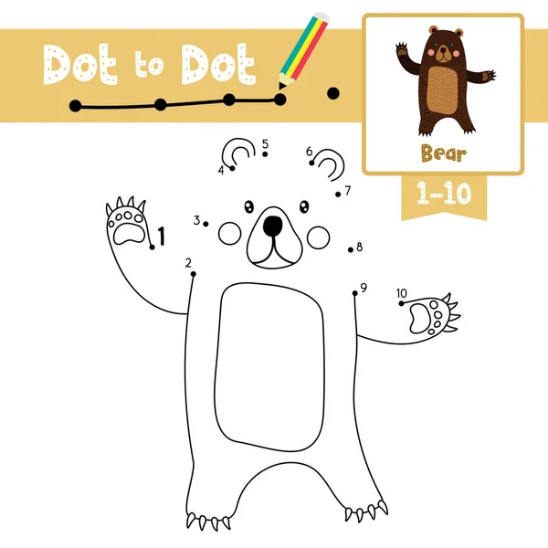 Dot Dot Education Game Coloring Book Standing Bear Mengangkat Dua Stok Vektor