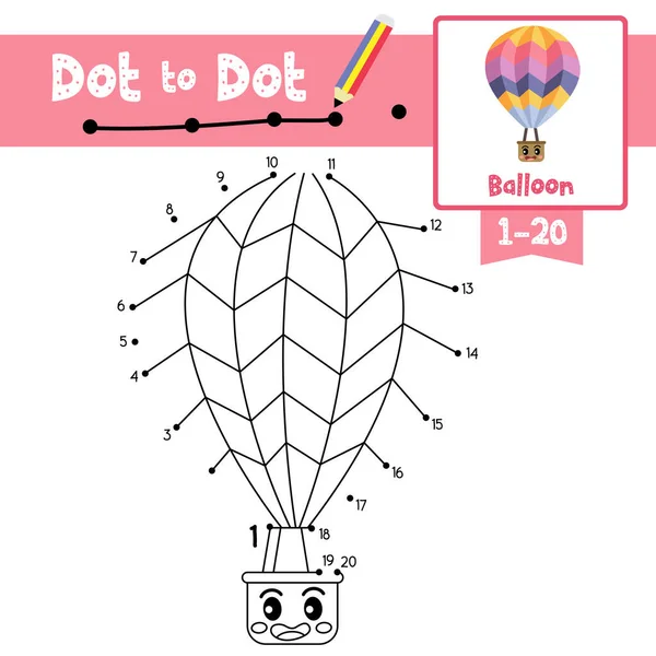 Dot Dot Vzdělávací Hra Omalovánky Roztomilé Balónek Kreslený Charakter Boční — Stockový vektor